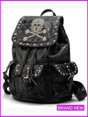 Gothic Punk Studded Backpack Structured Daypack for Travel Everyday Use
